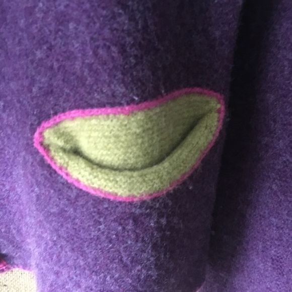 Sundance button down sweater in purple with pink and lime - Picture 3 of 5